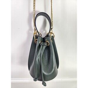 DV Diva’s Bag Forest Green Leather Bucket Crossbody Bag Made In Italy
